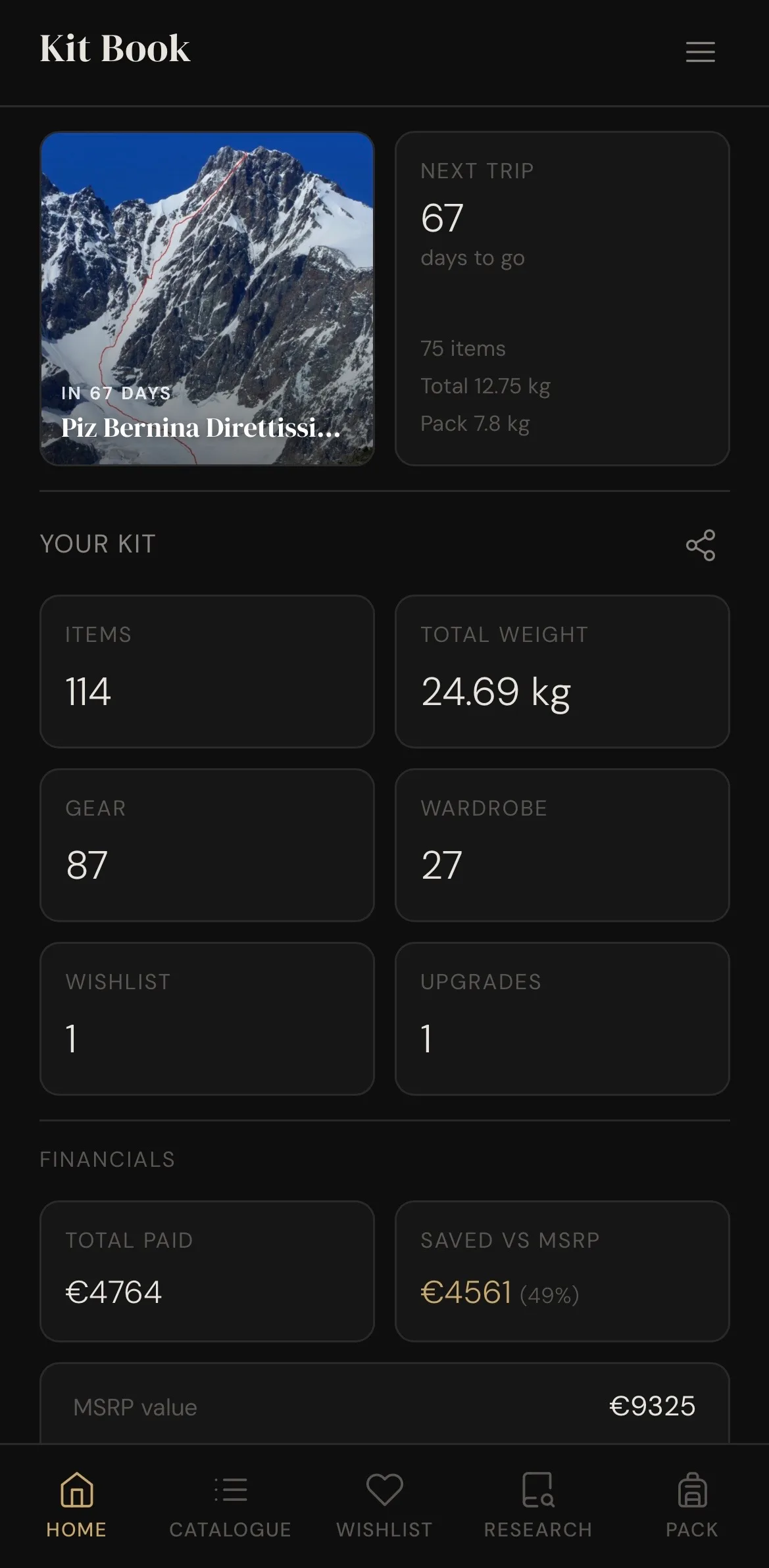 Kit Book home screen